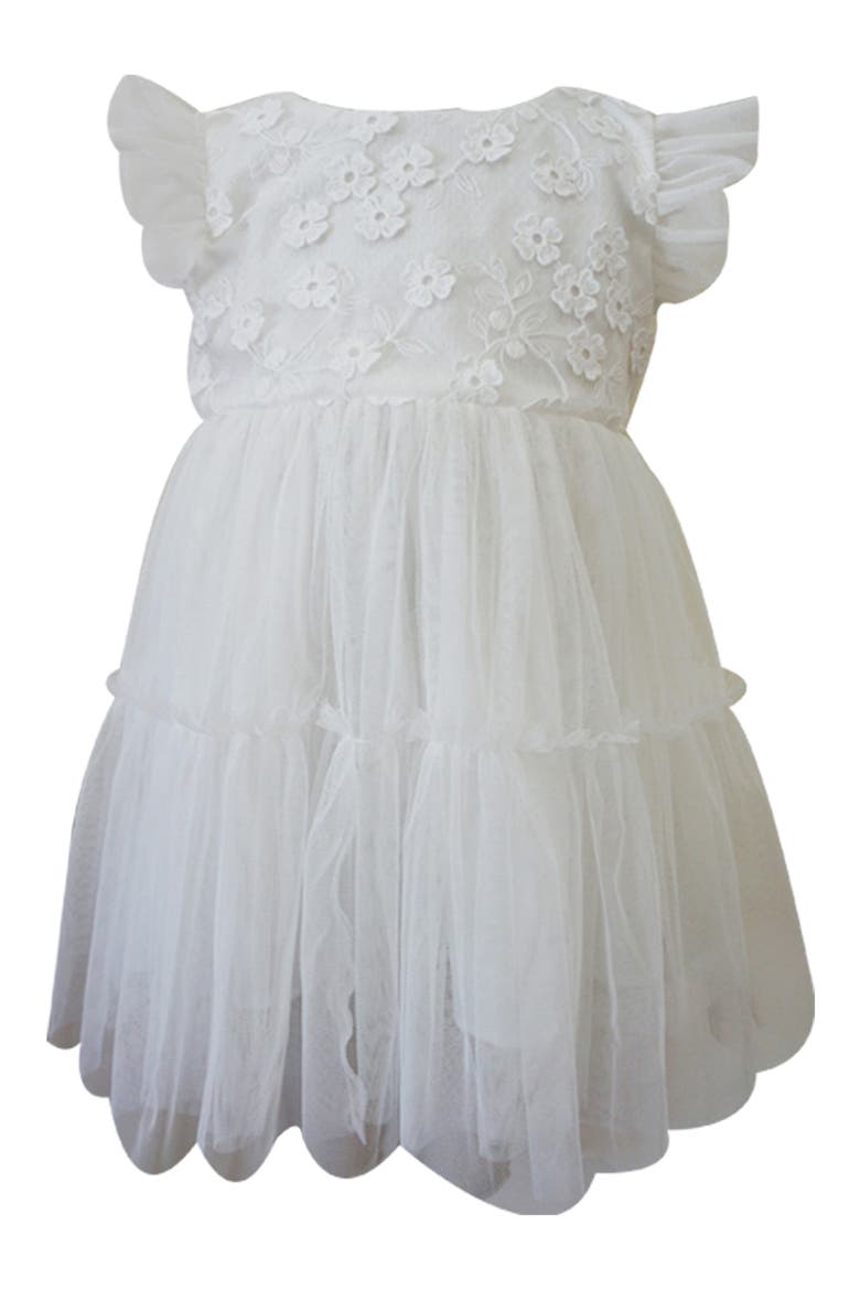 Kids' Floral Appliqué Party Dress, Main, color, WHITE