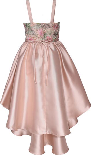 Kids' Embroidered Floral High-Low Party Dress