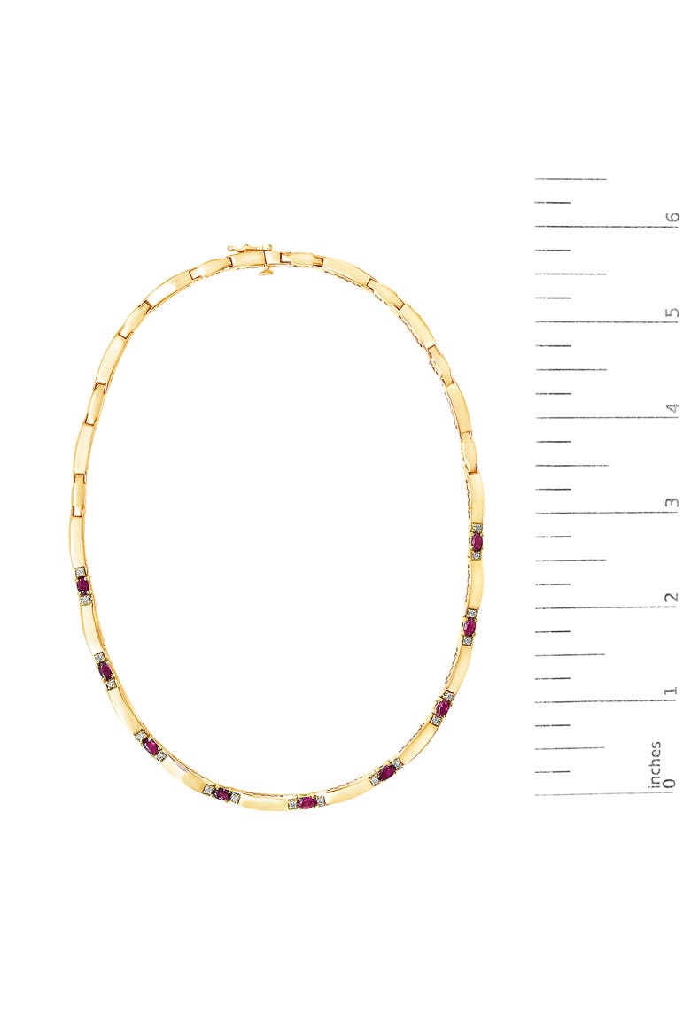 14K Yellow Gold Red Ruby and 3/8 Cttw Diamond Alternating Link Necklace, Alternate, color, Yellow