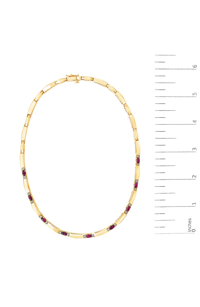 Haus of Brilliance 14K Yellow Gold Red Ruby and 3/8 Cttw Diamond Alternating Link Necklace, Alternate, color, Yellow