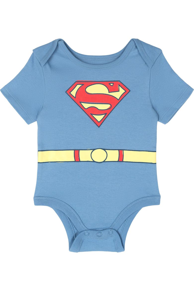 Justice League 3-Pack Short Sleeve Bodysuits, Alternate, color, Superman Blue Ivory