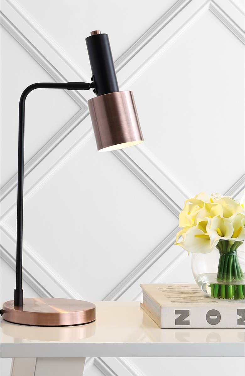 JONATHAN Y Brady 22" Metal LED Task Table Lamp, Copper/Black, Alternate, color, Copper/Black