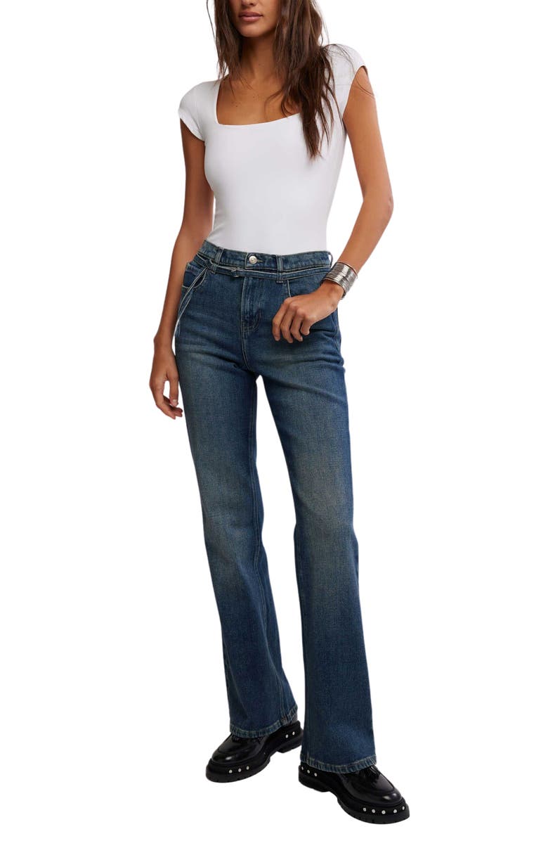 Free People Sabine Belted Slim Bootcut Jeans, Alternate, color, Hibernate