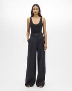 Another Tomorrow Linen Pleated Trouser