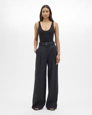 Another Tomorrow Linen Pleated Trouser