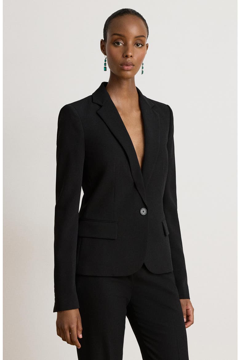 City Crepe Woven Blazer, Alternate, color, BLACK
