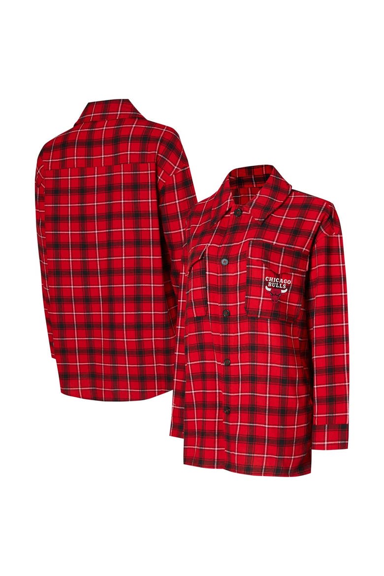 Women's College Concepts Red/Black Chicago Bulls Boyfriend Button-Up Nightshirt, Main, color, Red
