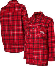 College Concepts Women's College Concepts Red/Black Chicago Bulls Boyfriend Button-Up Nightshirt