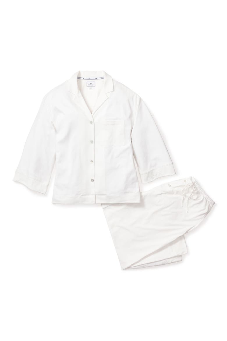 Olivia Wide Leg Pima Cotton Pajamas, Main, color, WHITE