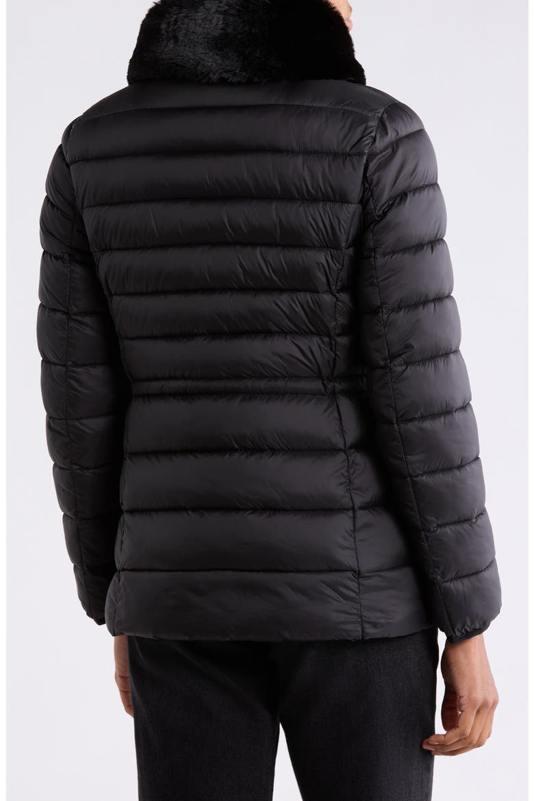 Faux Fur Collar Packable Anorak, Alternate, color, BLACK