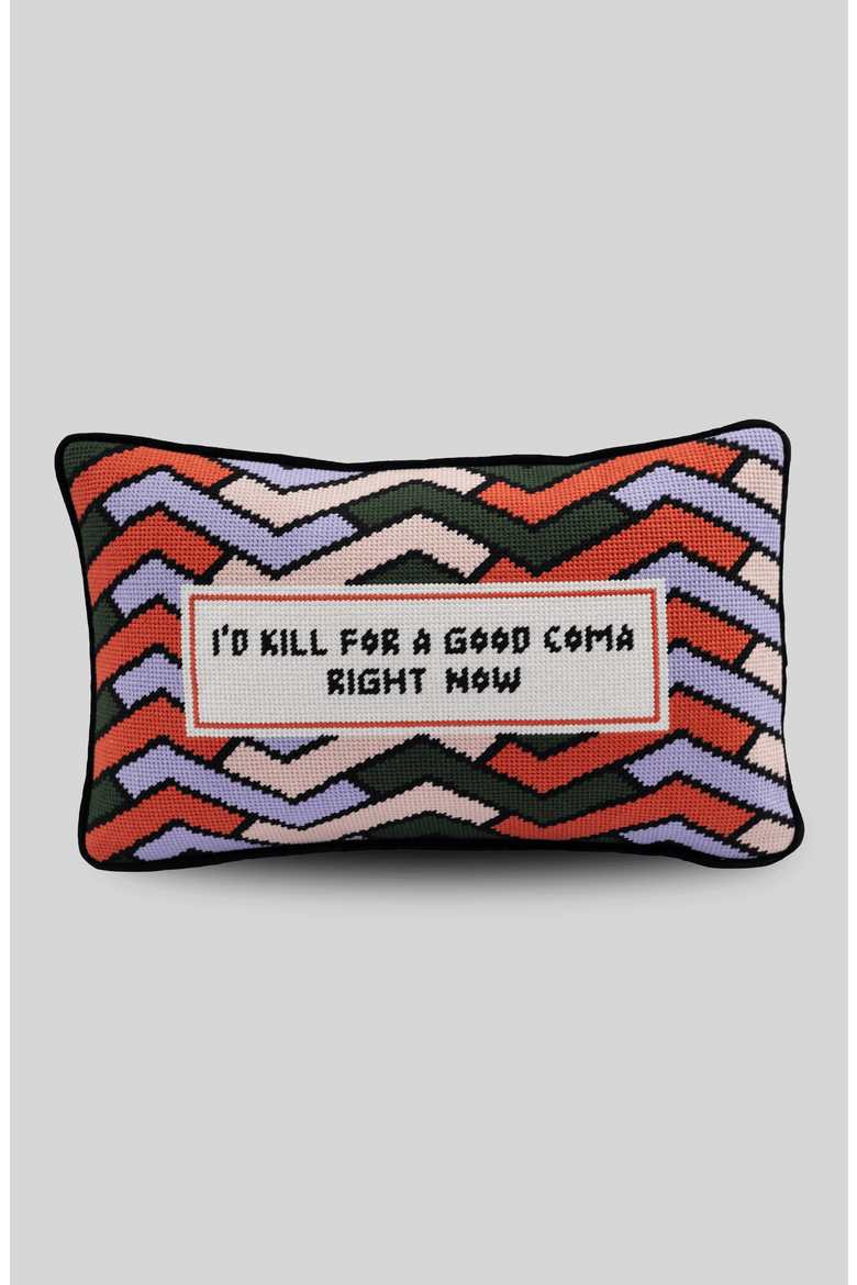 Good Coma Needlepoint Pillow, Main, color, Good Coma