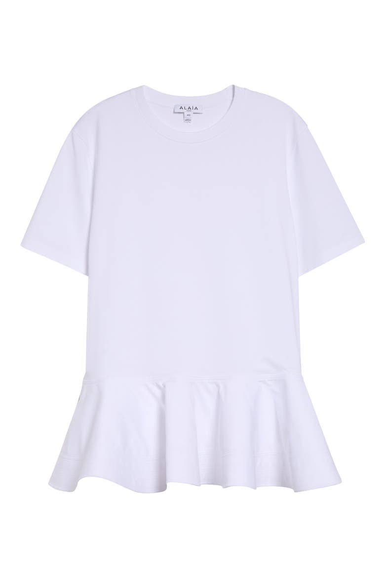 Crino Cotton Jersey Peplum T-Shirt, Alternate, color, BLANC