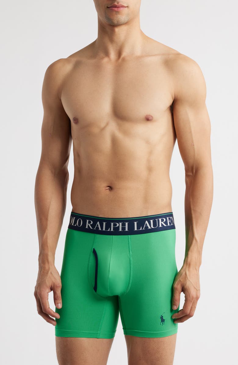 Polo Ralph Lauren Assorted 3-Pack 4D-Flex Microfiber Boxer Briefs, Alternate, color, Green/ Navy/ Blue