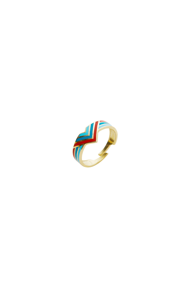 Spero London Enamel Four Color Sterling Silver Arrow Band Ring, Main, color, Gold