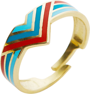 Spero London Enamel Four Color Sterling Silver Arrow Band Ring