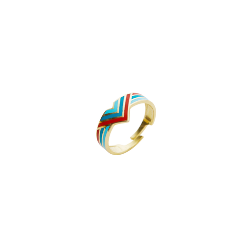 Spero London Enamel Four Color Sterling Silver Arrow Band Ring In Gold
