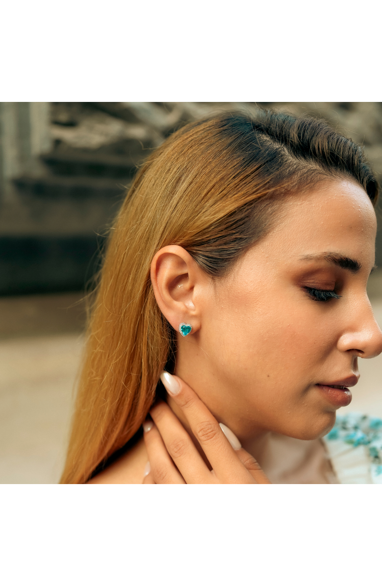 Spero London Heart Of Ocean Blue Sterling Silver Stud Earrings, Alternate, color, Silver