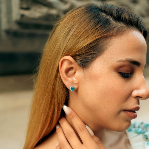 Spero London Heart Of Ocean Blue Sterling Silver Stud Earrings In Metallic