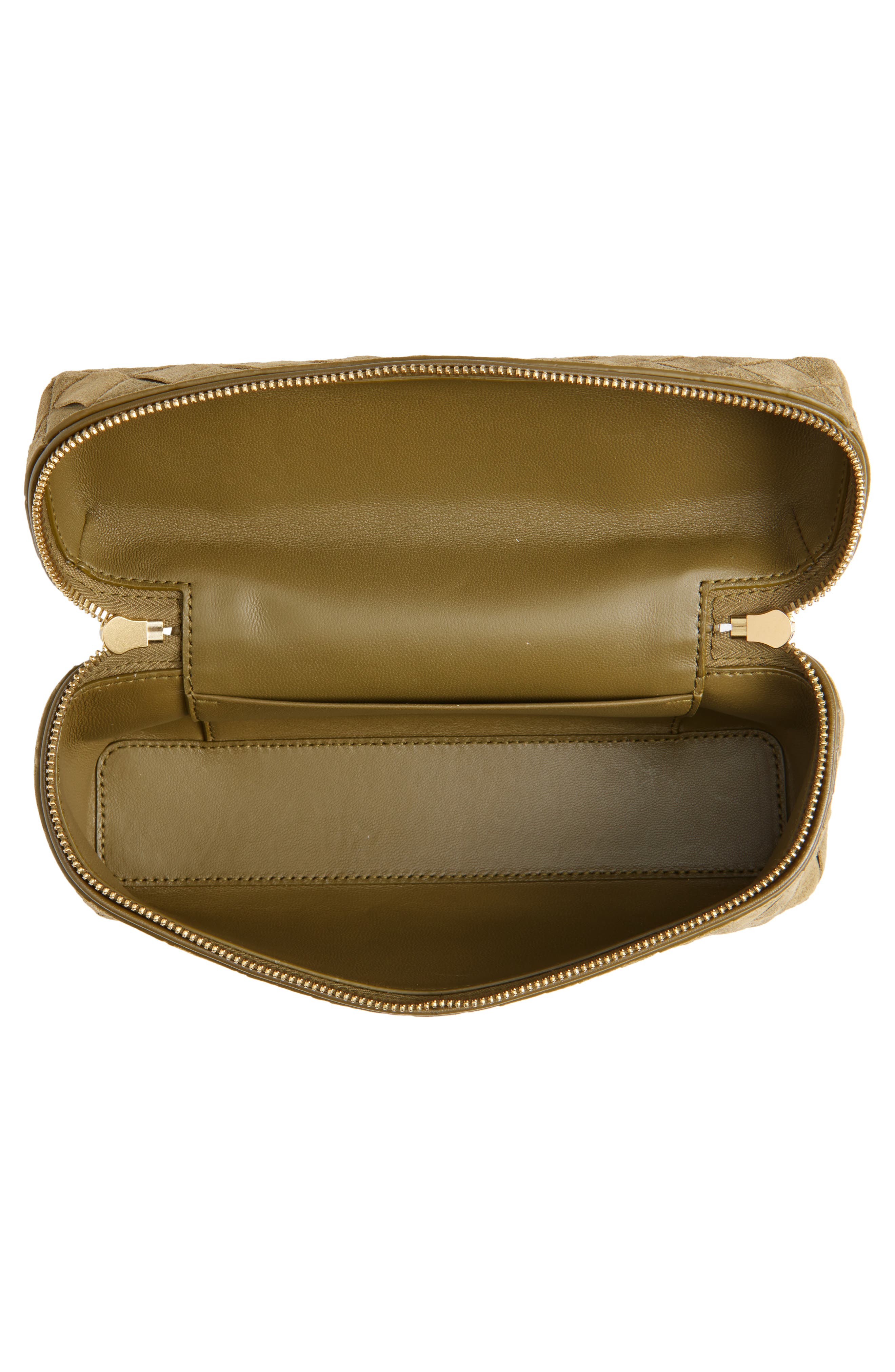 Bottega Veneta Bang Bang Intrecciato Suede Vanity Case, Alternate, color, 2856 Mud-Gold