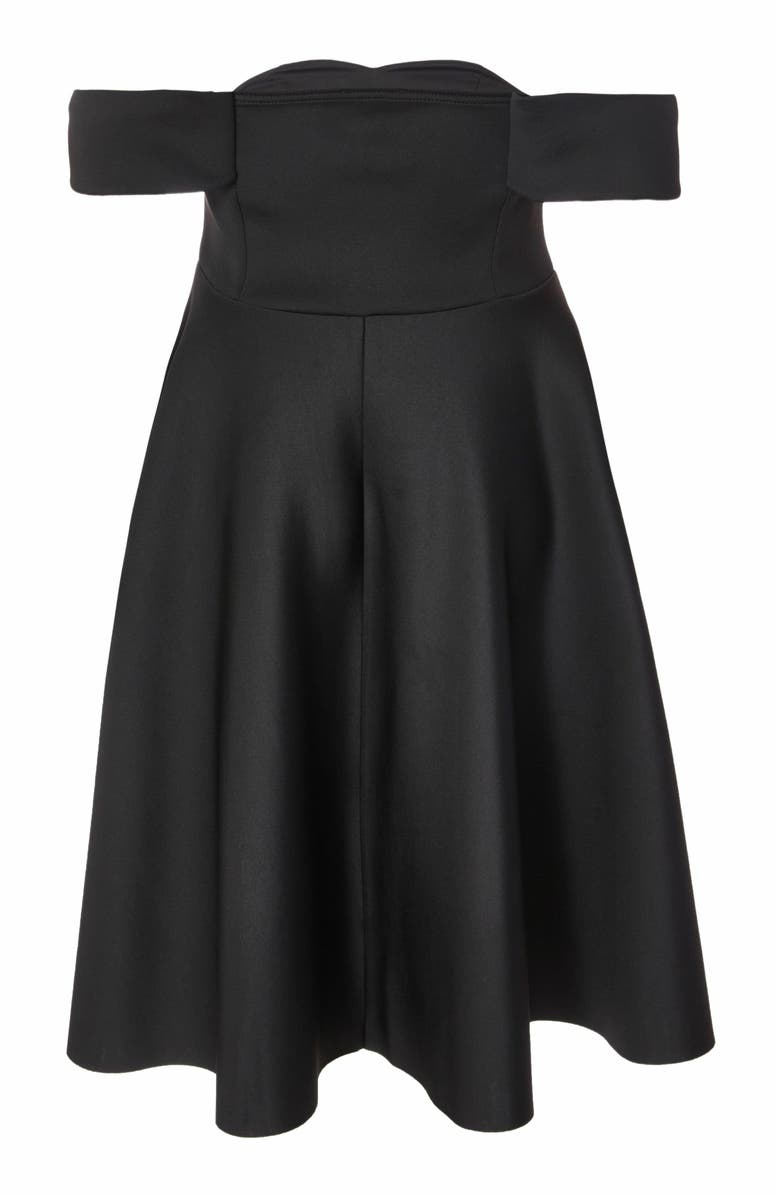 QUIZ Plus Size Bardot Scuba Foam Skater Dress, Alternate, color, 