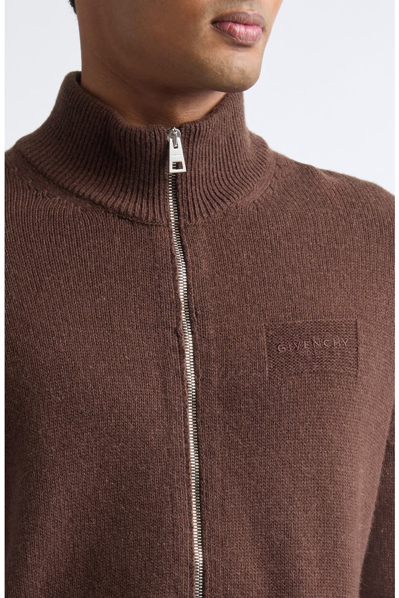 Couture Seam Wool & Cashmere Zip Cardigan, Alternate, color, DARK HAVANNA