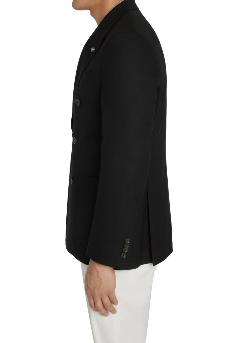 Hill Soft Constructed Double Breasted Wool Blend Sport Coat, Alternate, color, BLACK