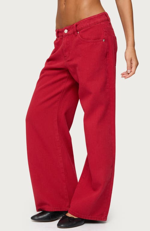 Edikted Roman Slouchy Low Rise Wide Leg Jeans In Burgundy