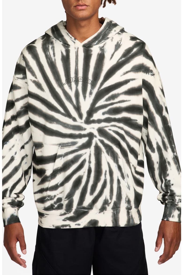 Brooklyn Oversize Festival Tie Dye Fleece Hoodie, Main, color, SAIL/ OFF NOIR/ BLACK