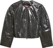 DIESEL® Crop Cocoon Patent Leather Jacket