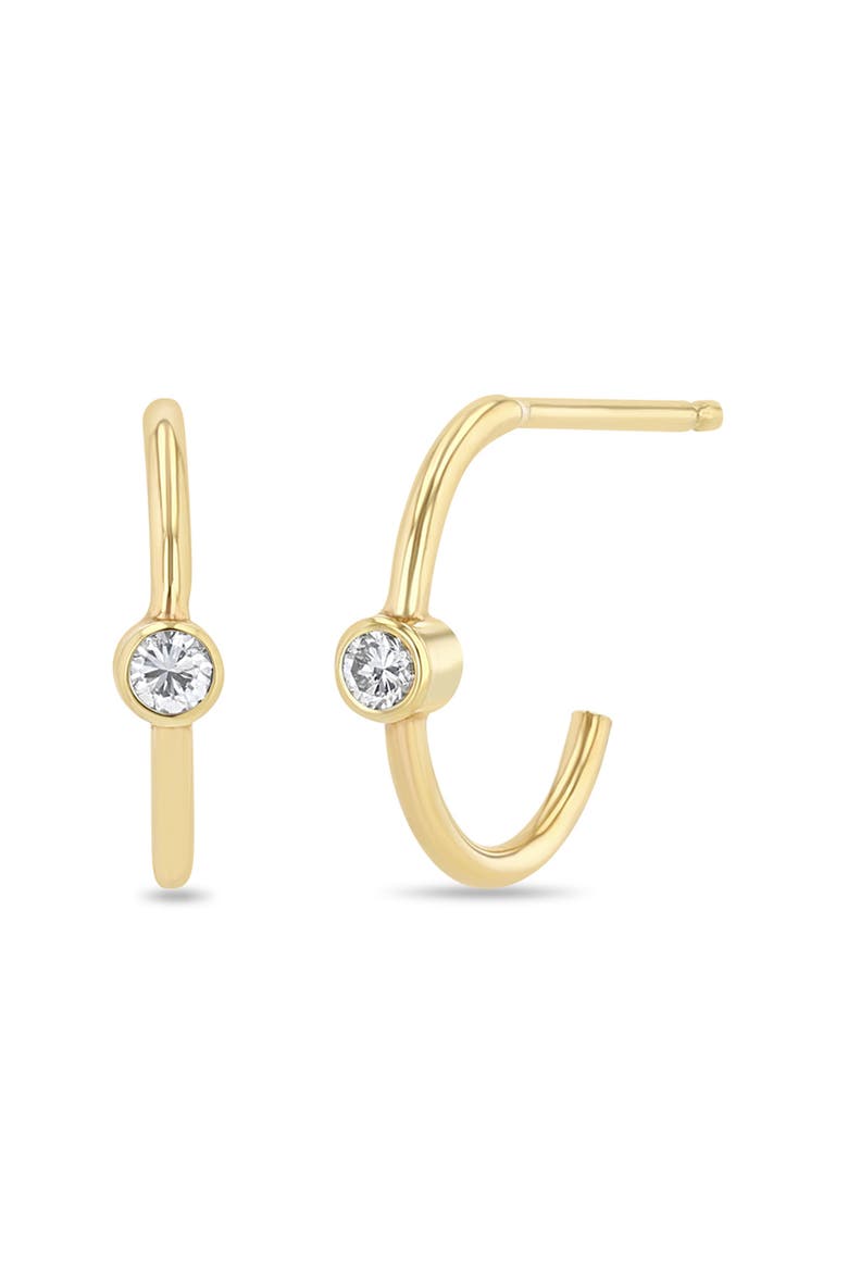 Diamond Huggie Hoop Earrings, Main, color, YELLOW GOLD