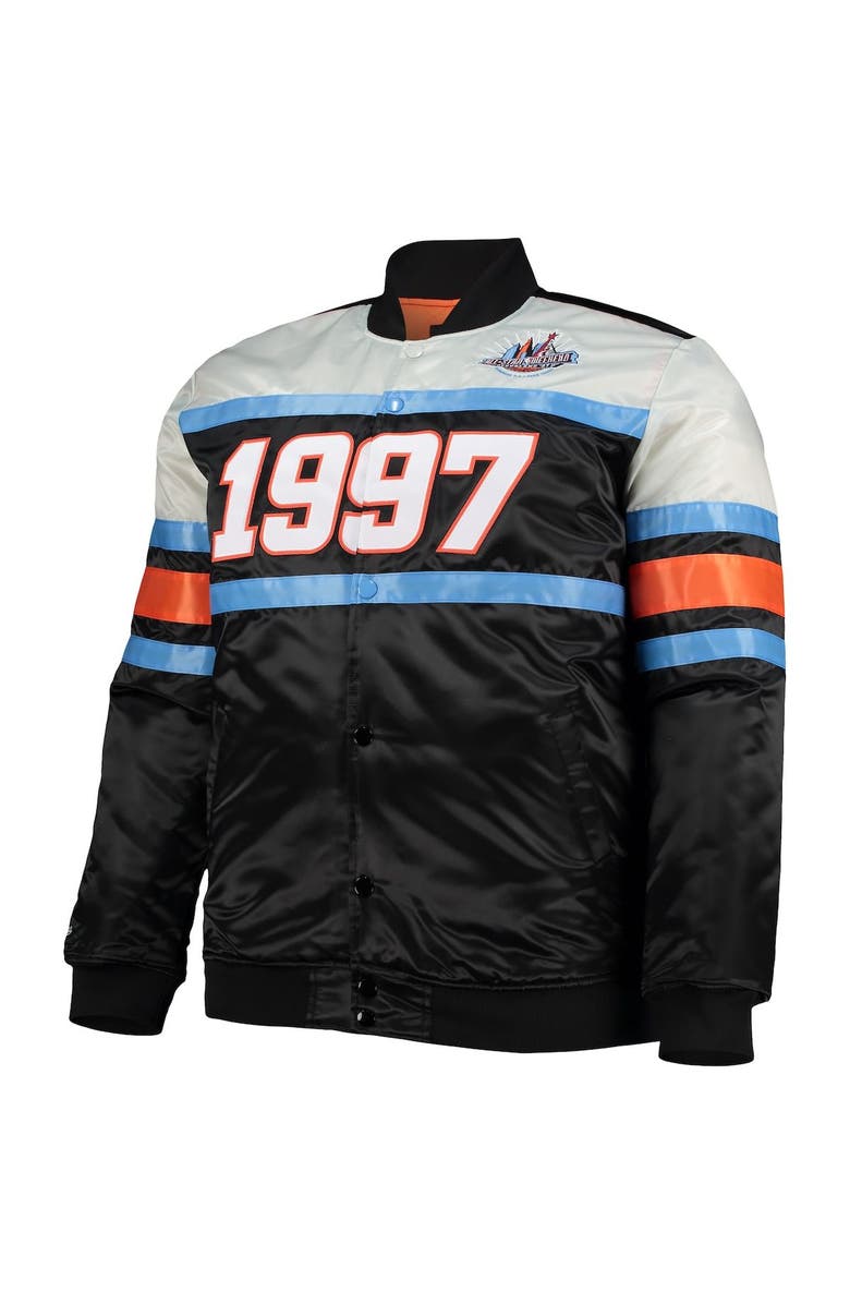 Mitchell & Ness Men's Mitchell & Ness Black Big & Tall Hardwood Classics 1997 NBA All-Star Game Heavyweight Satin Full-Snap Jacket, Alternate, color, Black