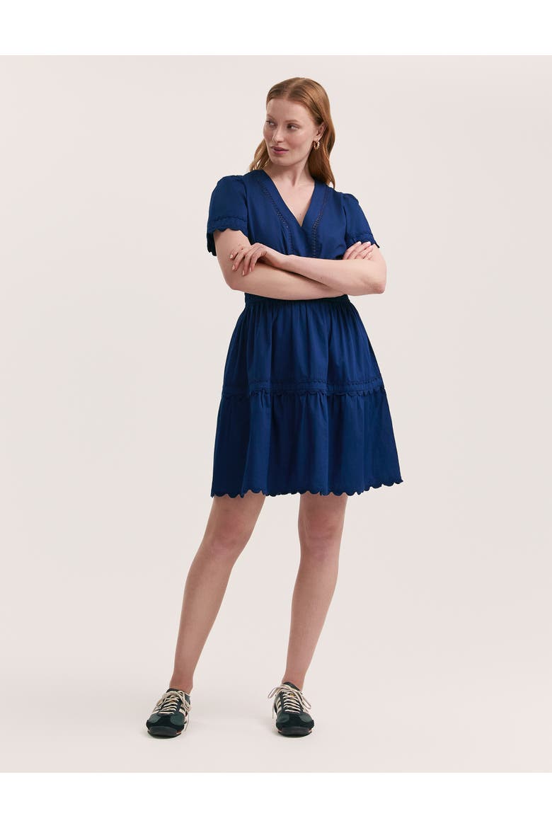 Reece Ric Rac Trim Cotton Short Dress, Main, color, Indigo