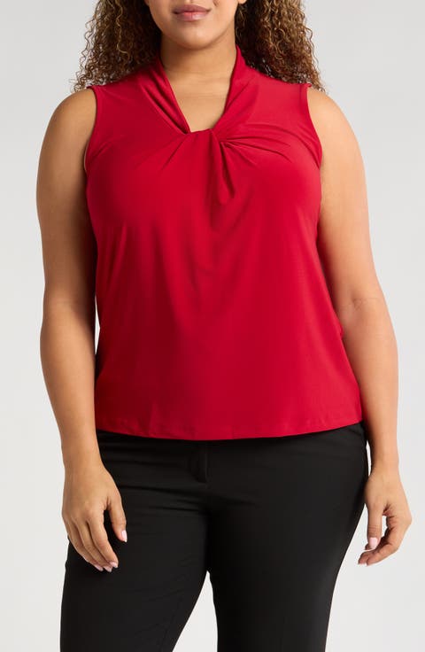 Twist Neck Sleeveless Top (Plus)