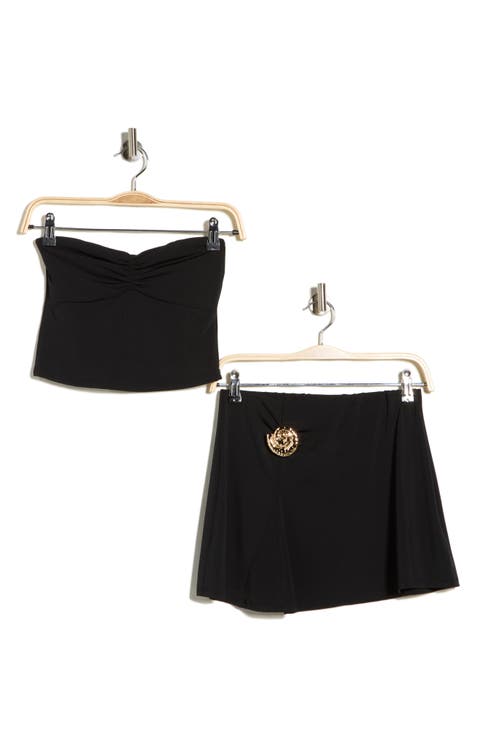 Strapless Ruched Tube Top & Miniskirt Set