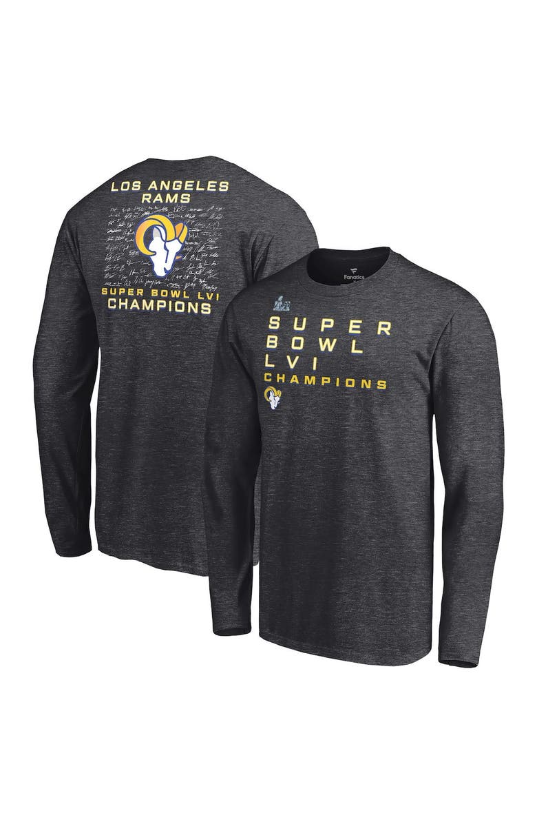 FANATICS Men's Fanatics Branded Charcoal Los Angeles Rams Super Bowl LVI Champions Big & Tall Signature Roster Long Sleeve T-Shirt, Main, color, 