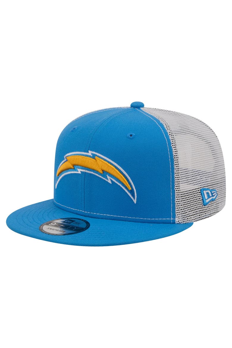 Men's New Era  Powder Blue Los Angeles Chargers Core Team 9FIFTY Trucker Snapback Hat, Main, color, Powder Blue