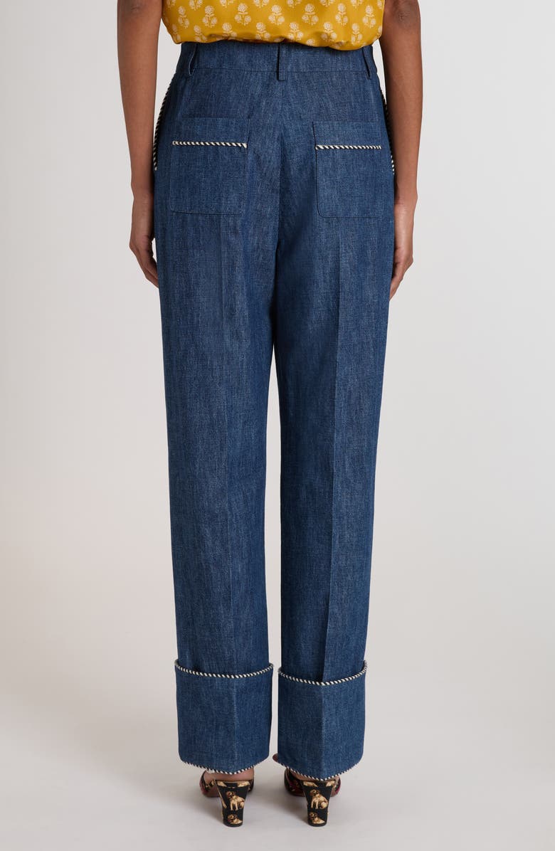 Valentino Garavani Cuffed Chambray Pants, Alternate, color, Navy