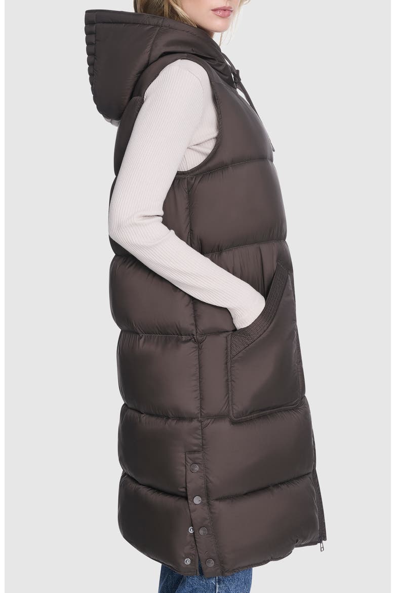 Kerr Hooded Longline Puffer Vest, Alternate, color, CHOCOLATE