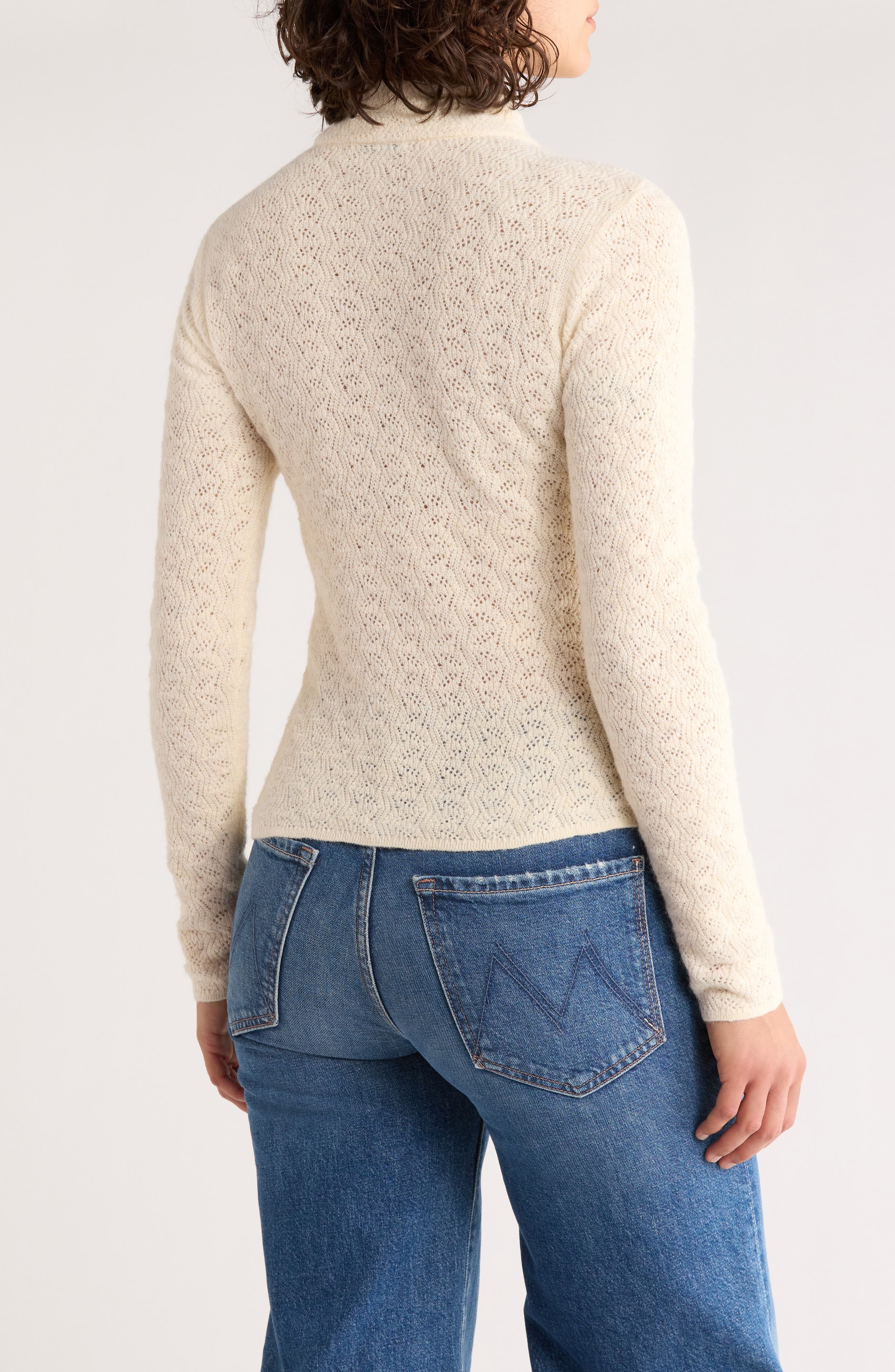 Lucia Pointelle Stitch Mock Neck Sweater - image 2