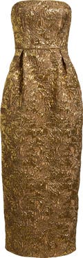 Lulus Kya Metallic Brocade Strapless Cocktail Dress