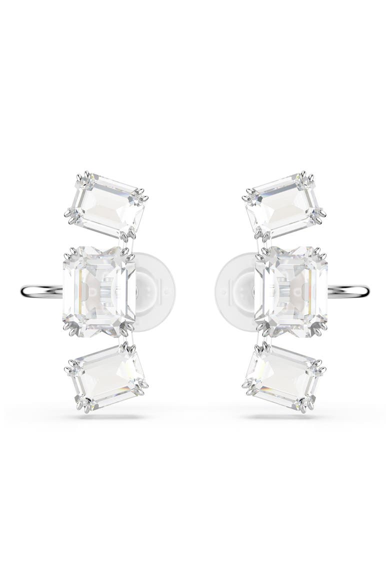 Millenia Crystal Clip-On Earrings, Main, color, WHITE/ SILVER