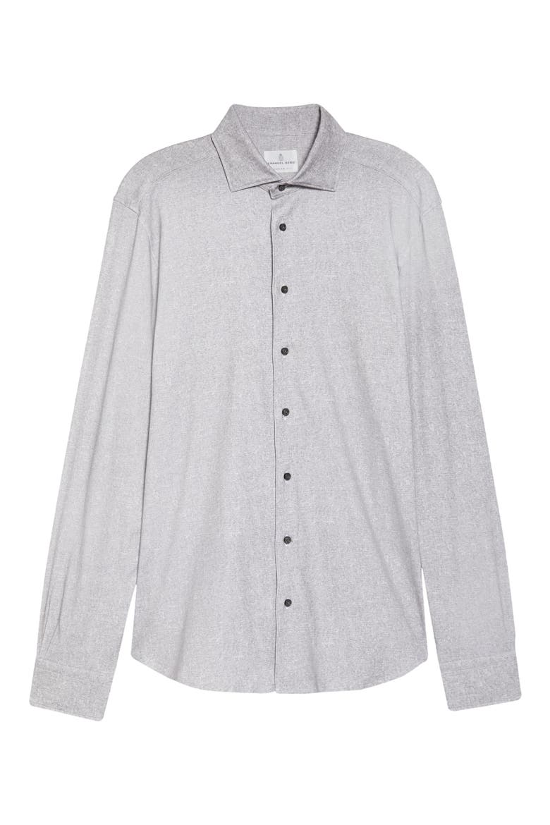 Modern 4Flex Stretch Cotton Knit Button-Up Shirt, Alternate, color, MEDIUM GREY