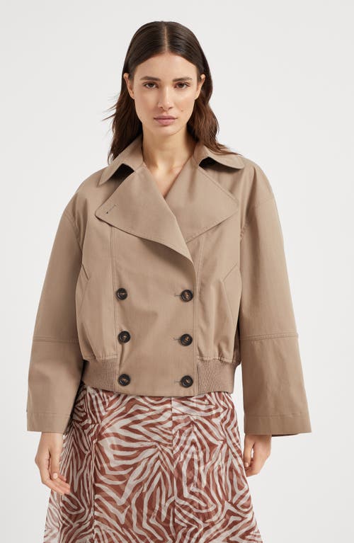 BRUNELLO CUCINELLI BRUNELLO CUCINELLI CROP CABAN JACKET WITH MONILI 