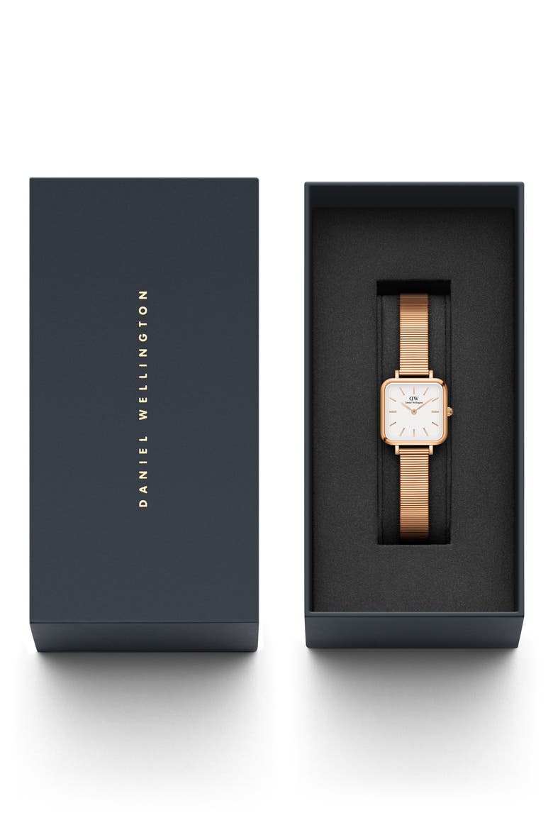Quadro Studio Mesh Strap Watch, 22mm, Alternate, color, ROSE GOLD/ WHITE
