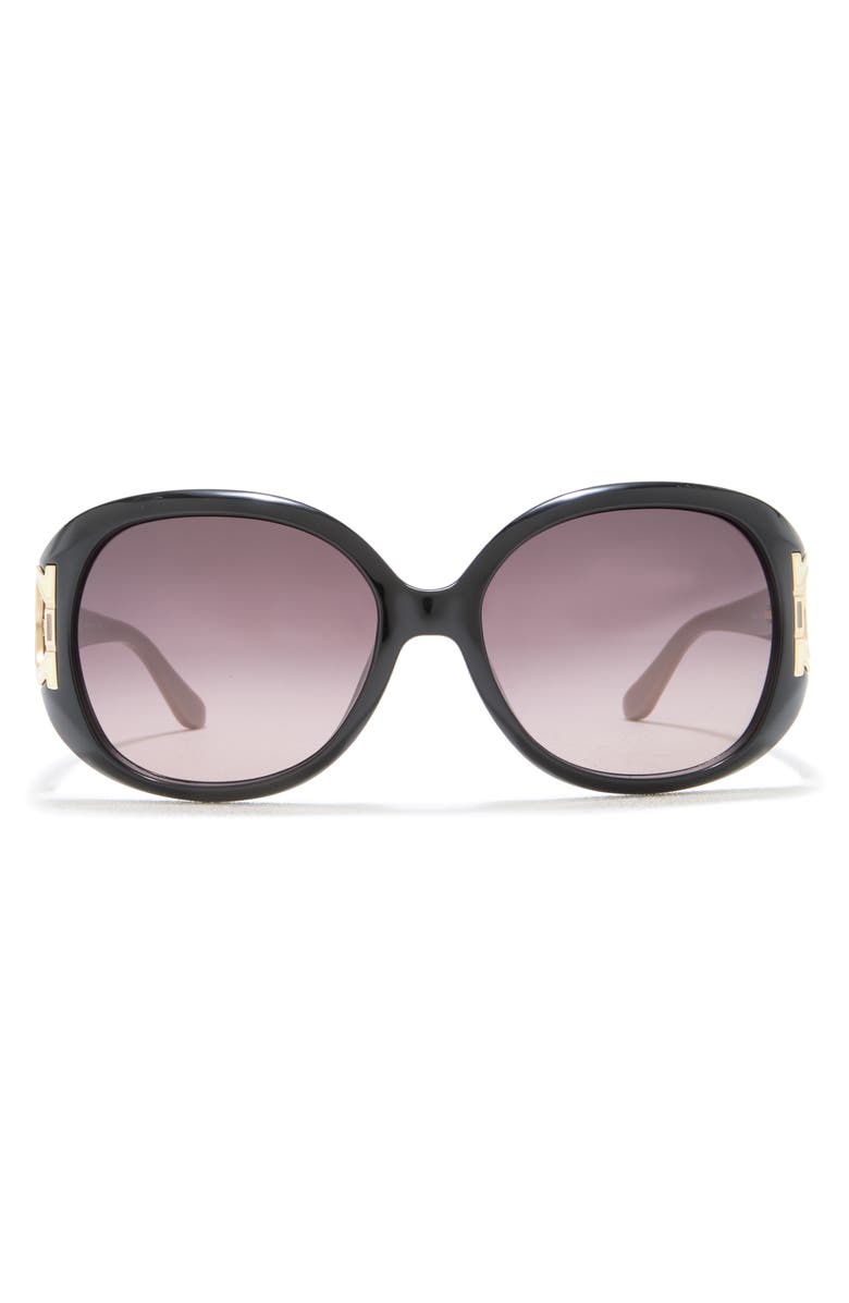 FERRAGAMO 57mm Oversized Sunglasses, Main, color, Black