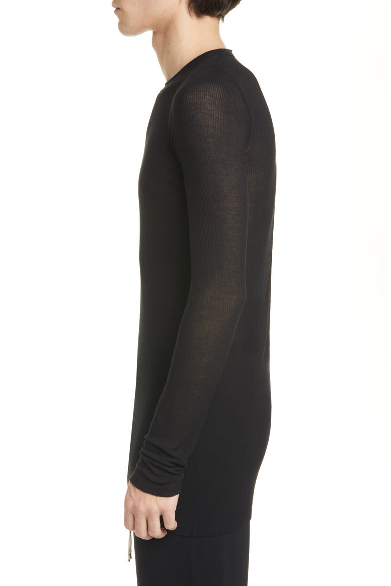 Ribbed Long Sleeve T-Shirt, Alternate, color, BLACK