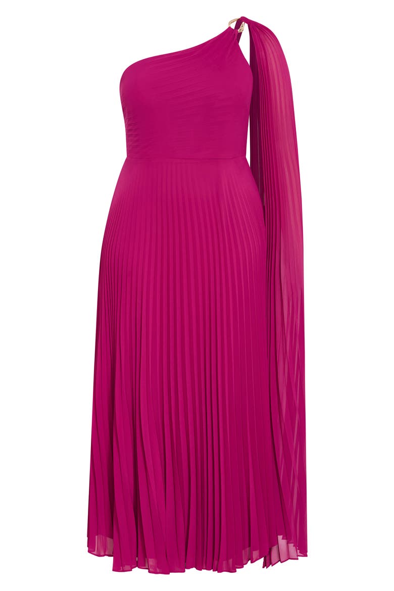 Eloura One-Shoulder Pleated Maxi Dress, Alternate, color, FRAMBOISE