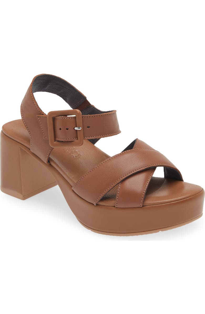 Naot Elite Platform Sandal, Main, color, Caramel Leather