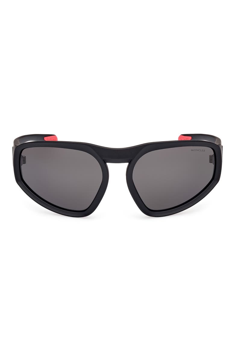62mm Oversize Geometric Sunglasses, Main, color, MATTE BLACK/ SMOKE