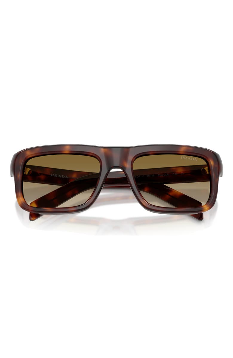 Prada 56mm Gradient Rectangular Sunglasses, Alternate, color, Classic Tortoise / Brown Gradi